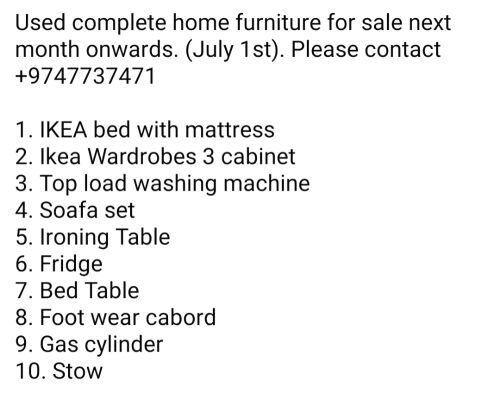 used complete home furniture sale